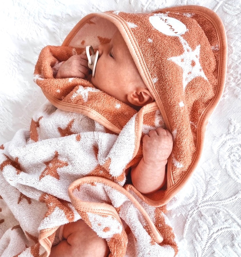 Baby Hooded Towel - Coral Starfish