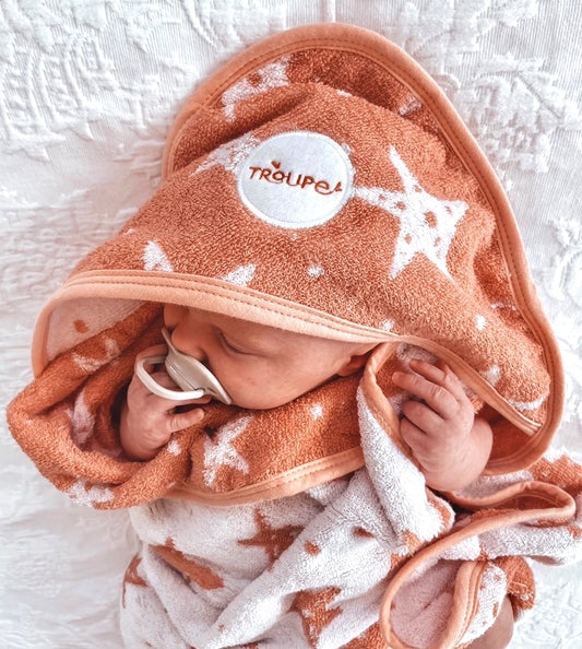 Baby Hooded Towel - Coral Starfish