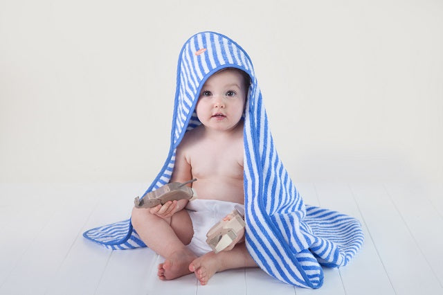 Baby Hooded Towel - Blue Stripe