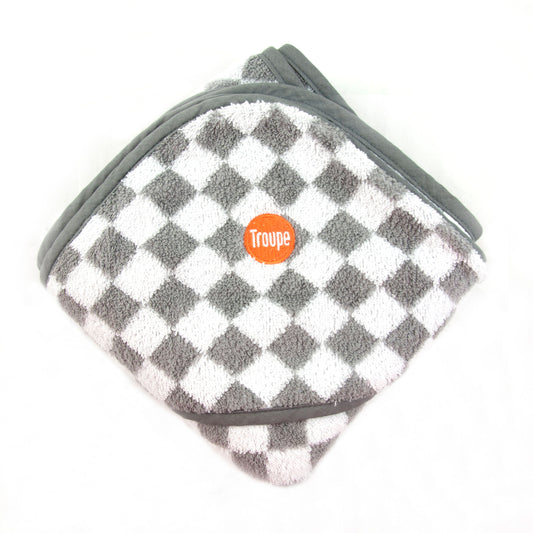 Baby Hooded Towel - Grey Checkerboard