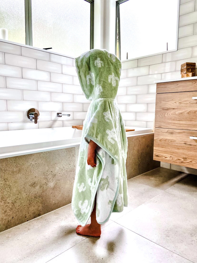 Hooded Poncho - Sage Cacti