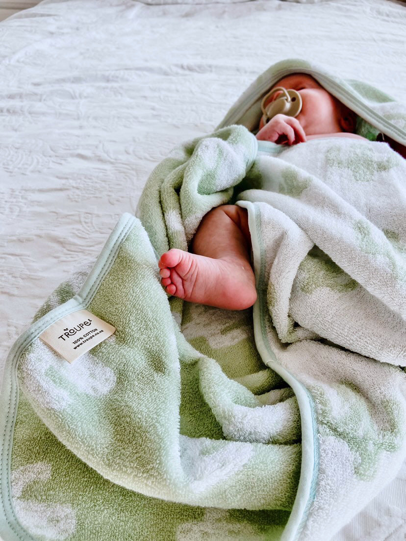 Baby Hooded Towel - Sage Cacti