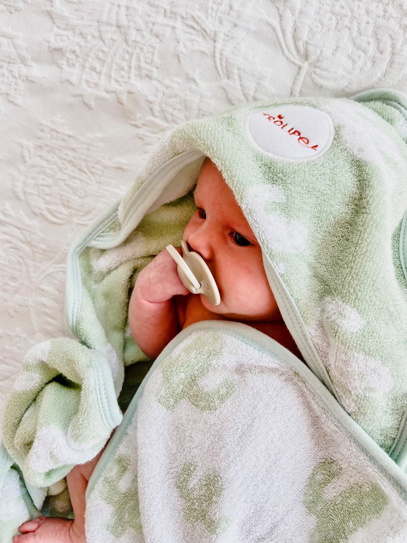 Baby Hooded Towel - Sage Cacti