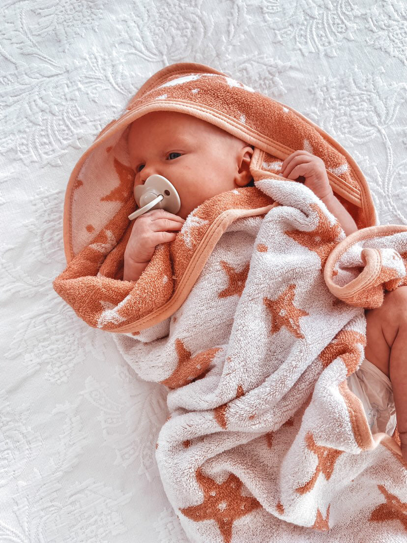 Baby Hooded Towel - Coral Starfish