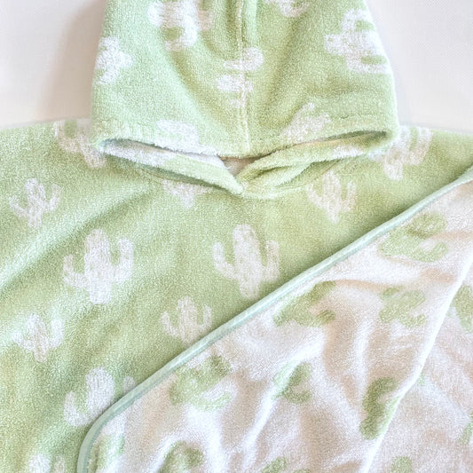 Hooded Poncho - Sage Cacti