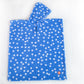 Kids Hooded Poncho - Blue with White Dot