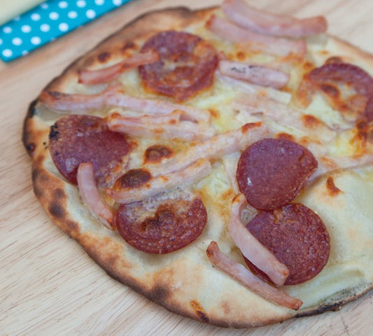 Two ingredient pizza base!  It's a no fail recipe mamma's!