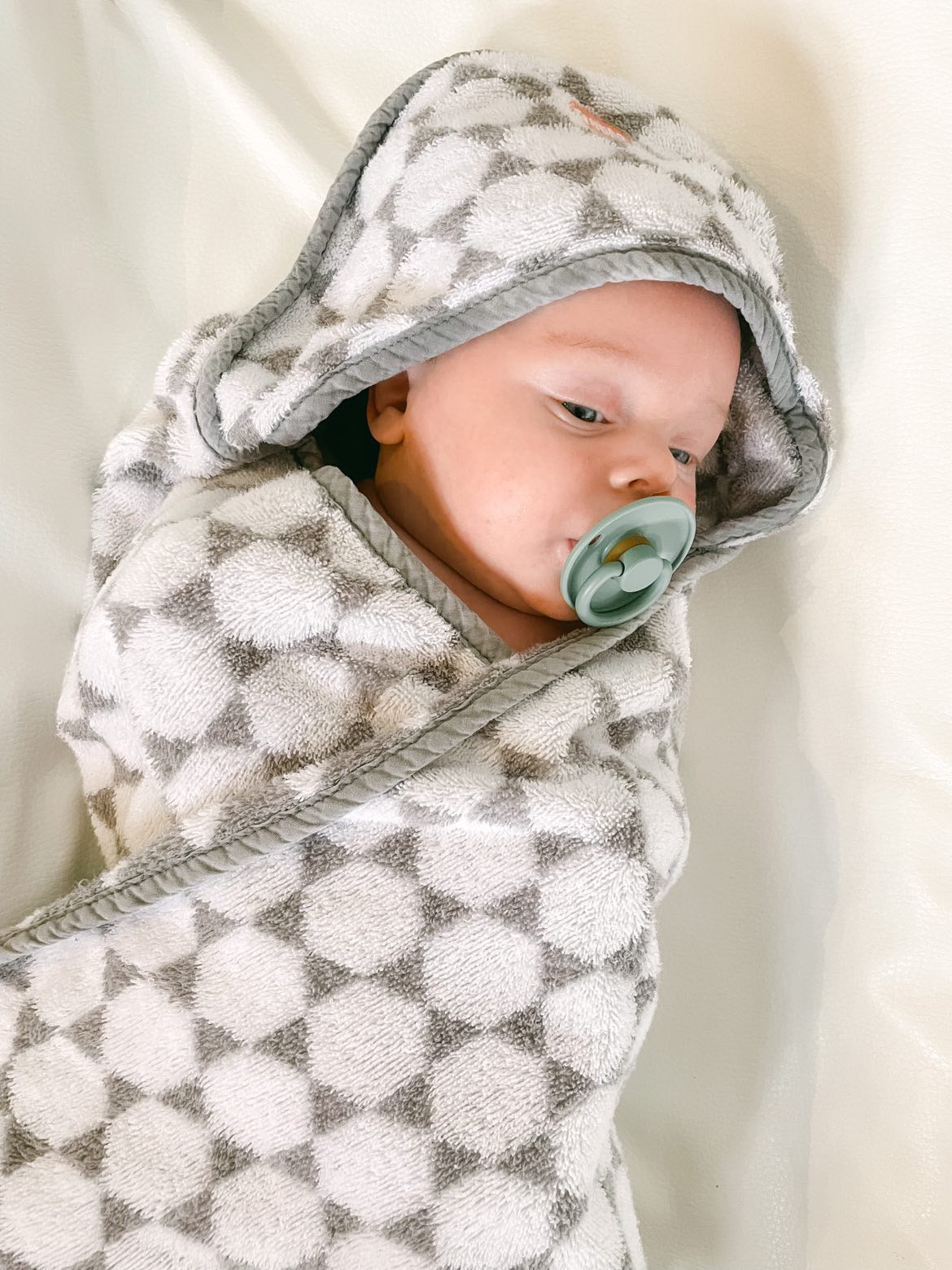 Baby Hooded Towel - Grey Honeycomb