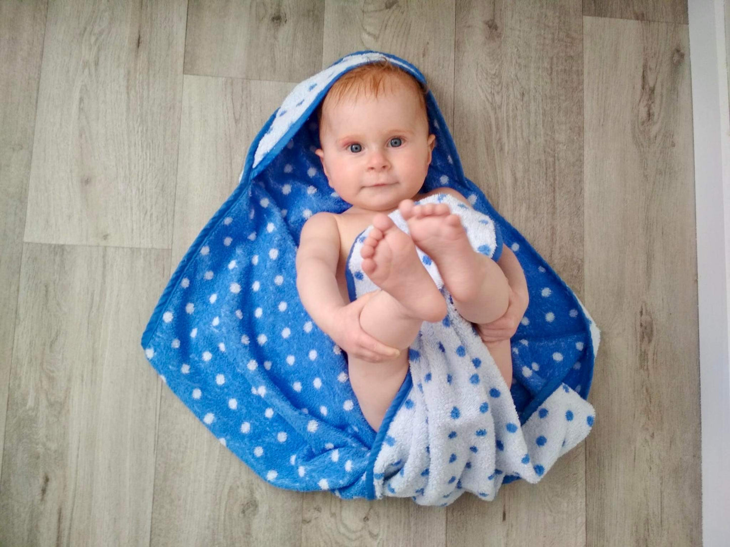 Baby Hooded Towel - Blue Dot