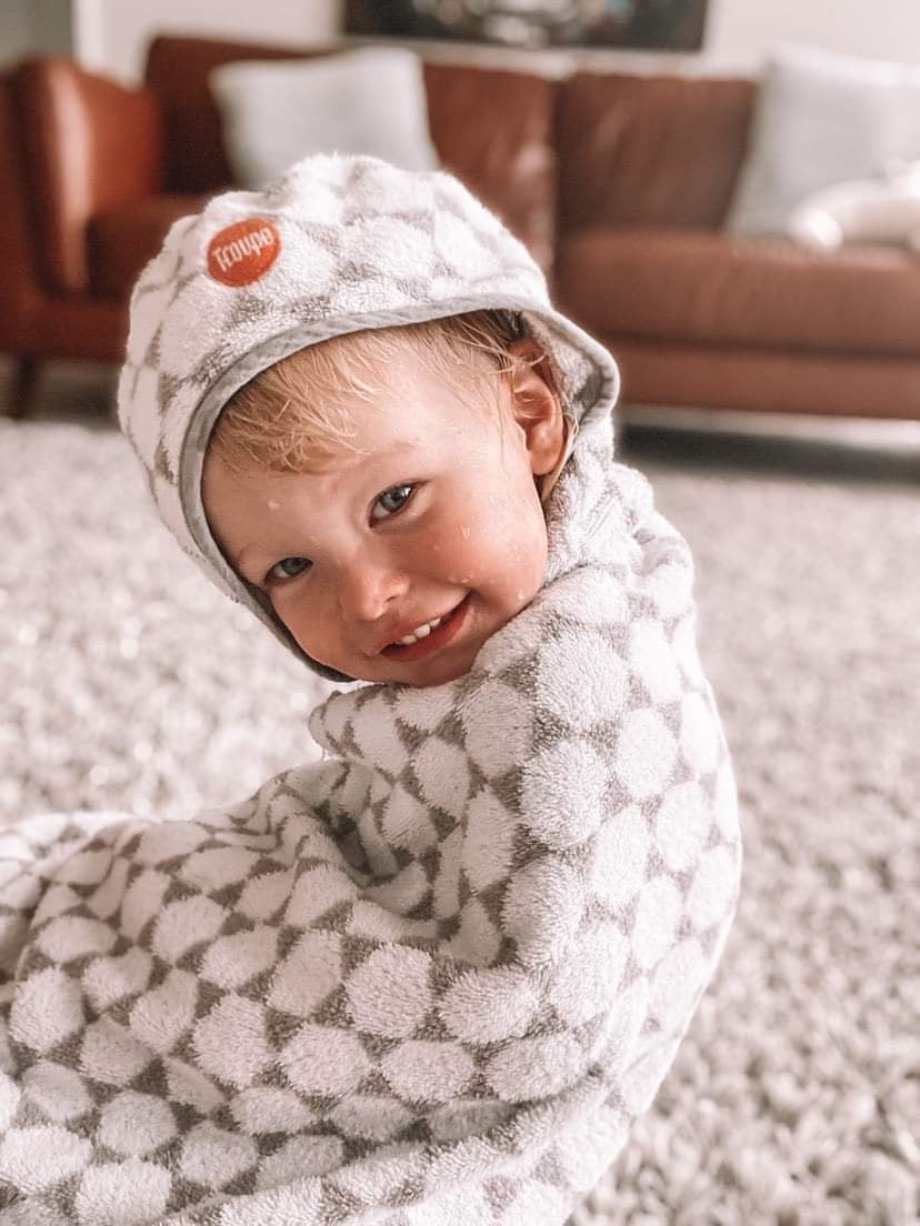 Baby Hooded Towel - Grey Honeycomb