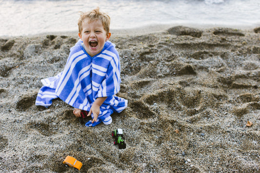 Kids Hooded Poncho - Rugby Stripe