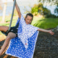 Kids Hooded Poncho - White with Blue Dot