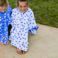 Kids Hooded Poncho - White with Blue Dot