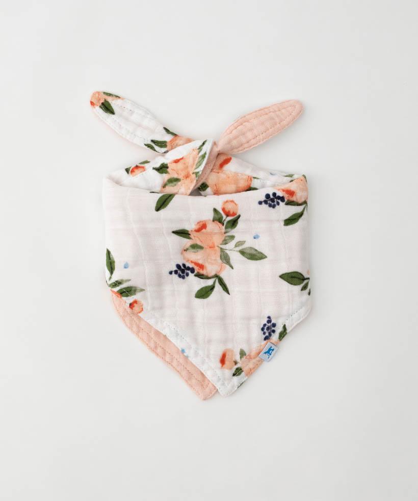 Reversible Muslin Bandana Bib - Watercolour Roses