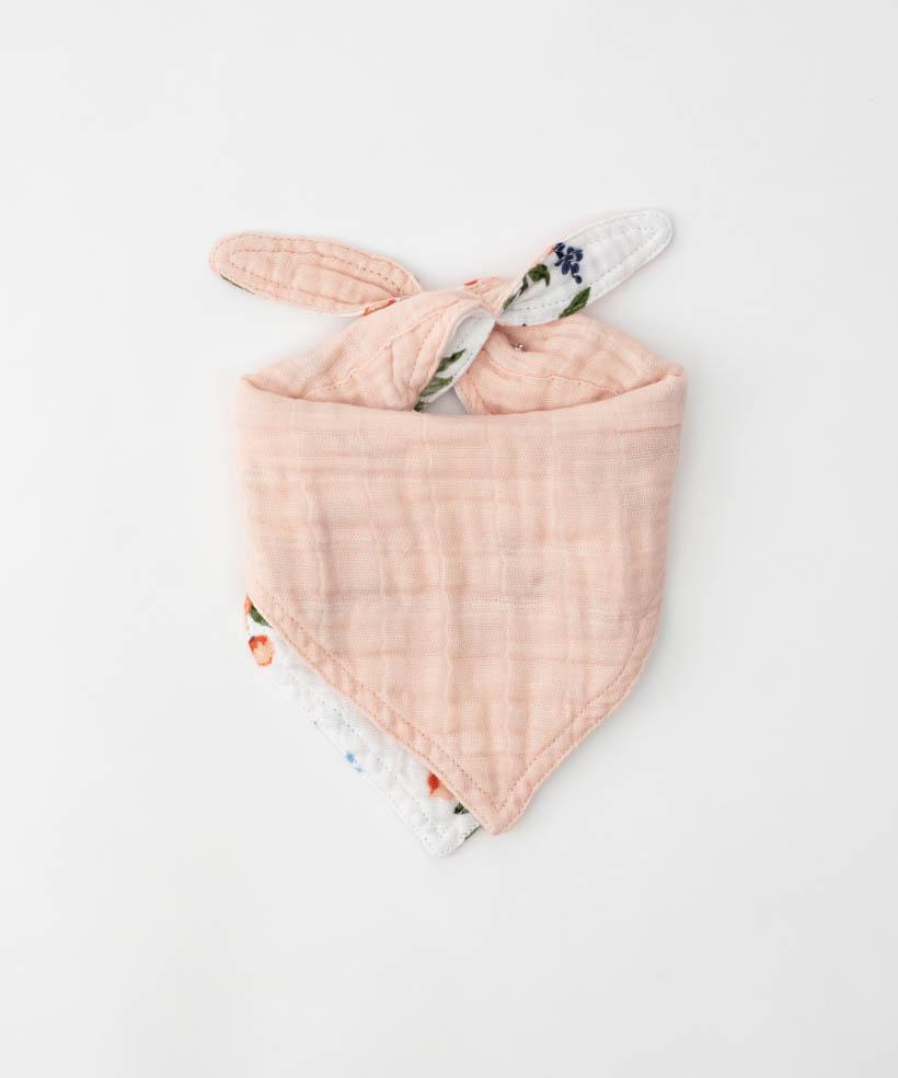 Reversible Muslin Bandana Bib - Watercolour Roses