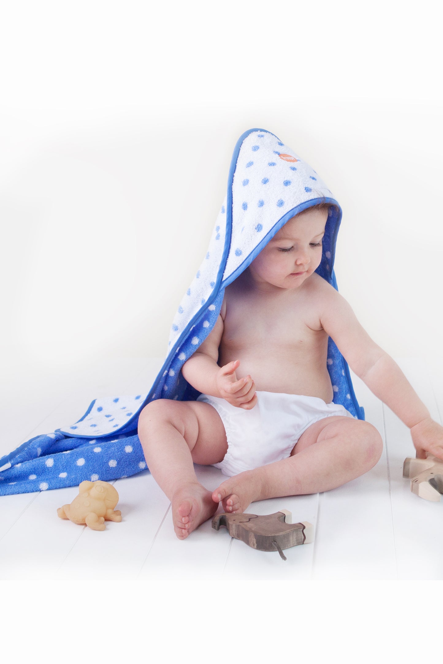 Baby Hooded Towel - Blue Dot