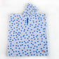 Kids Hooded Poncho - White with Blue Dot
